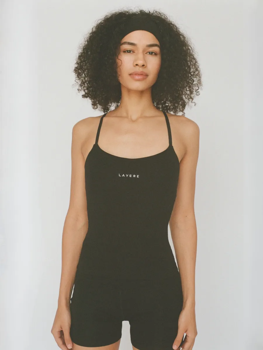 organic cotton cami top with built-in bra - black 2