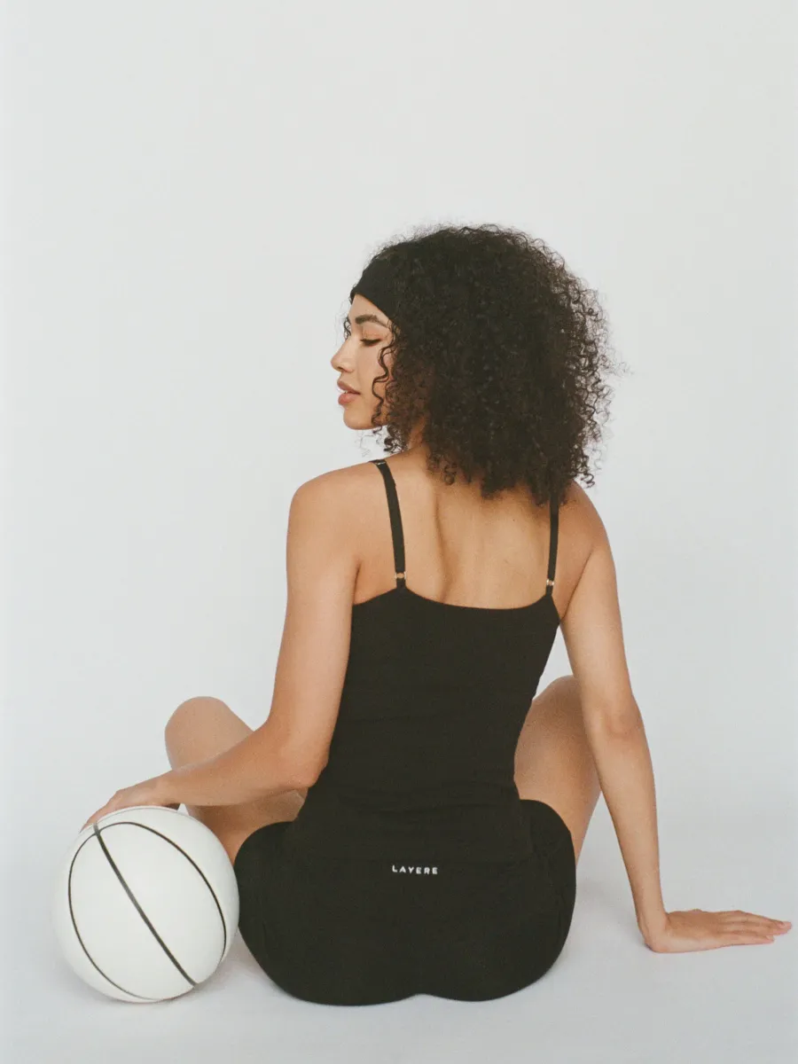 organic cotton cami top with built-in bra - black 3