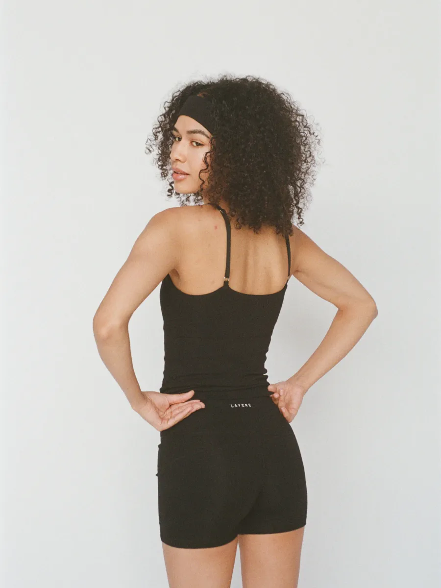 organic cotton cami top with built-in bra - black 4