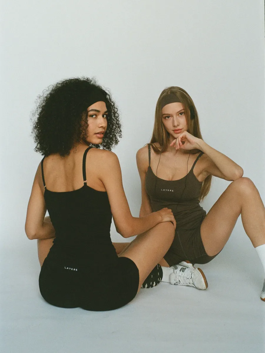 organic cotton cami top with built-in bra - black 5