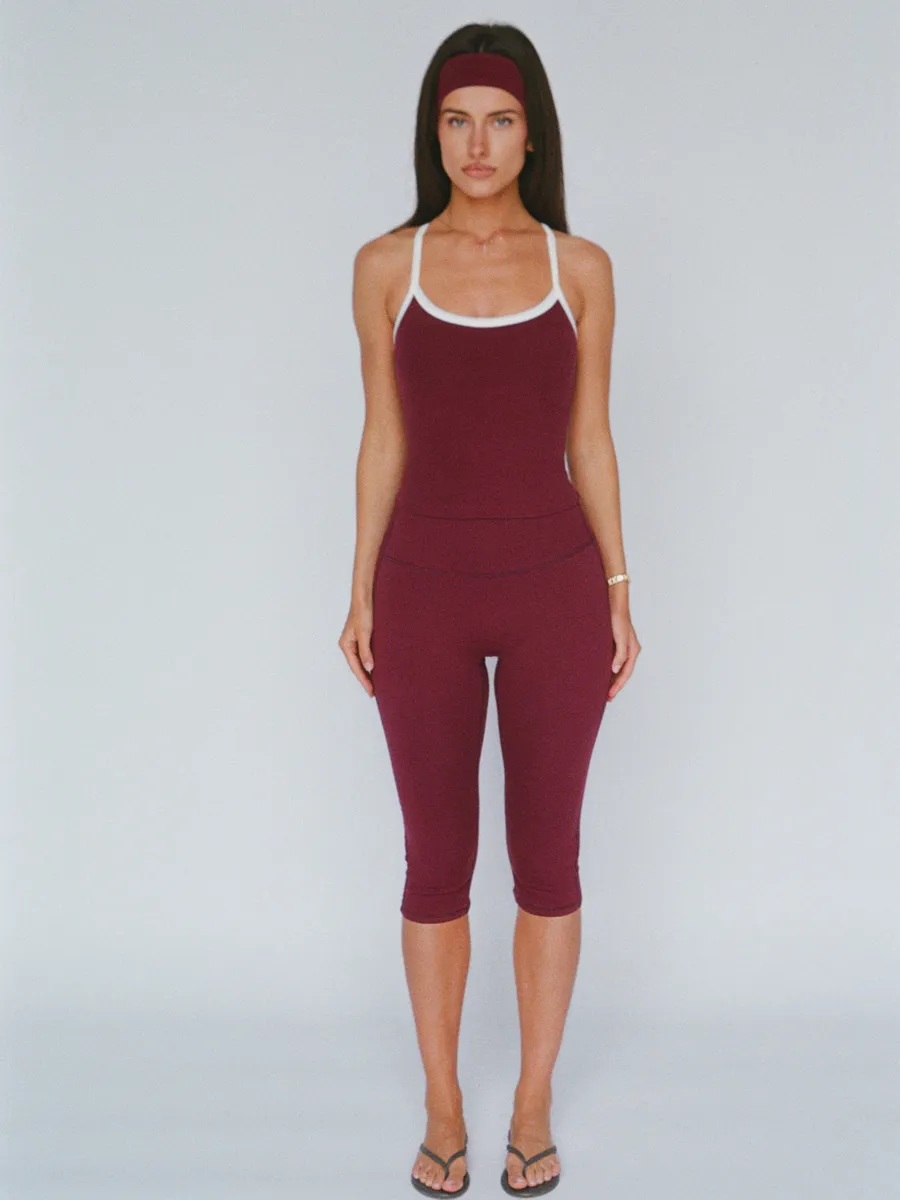 organic cotton capri leggings – cherry red