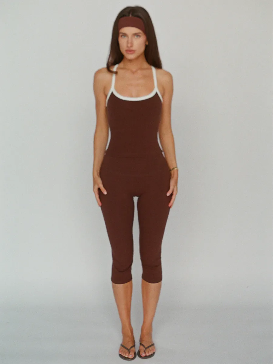 organic cotton capri leggings – chocolate brown