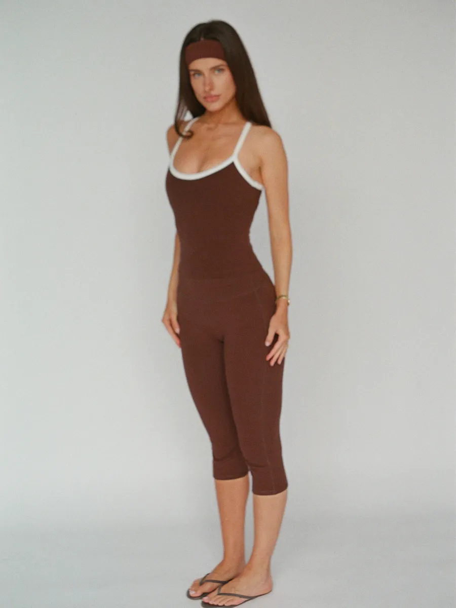 organic cotton capri leggings – chocolate brown 2