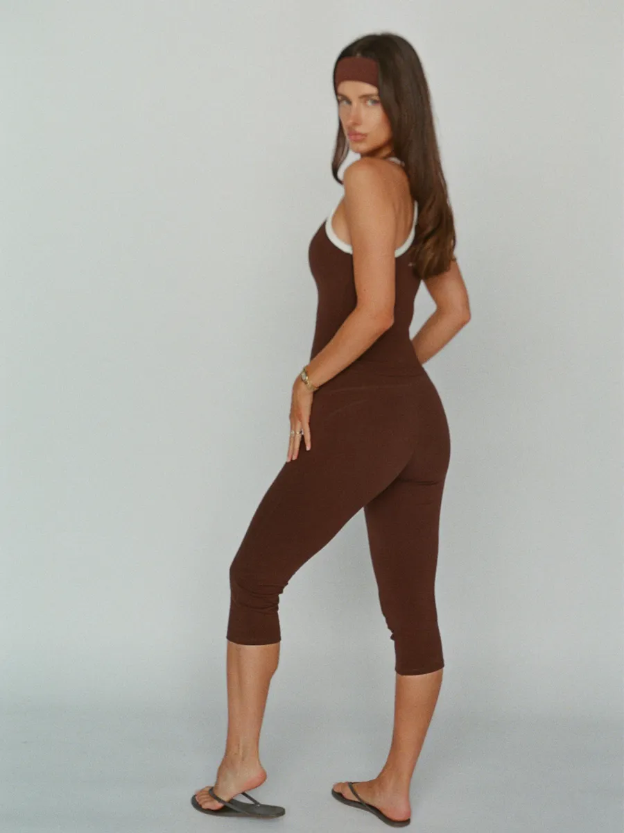 organic cotton capri leggings – chocolate brown 3