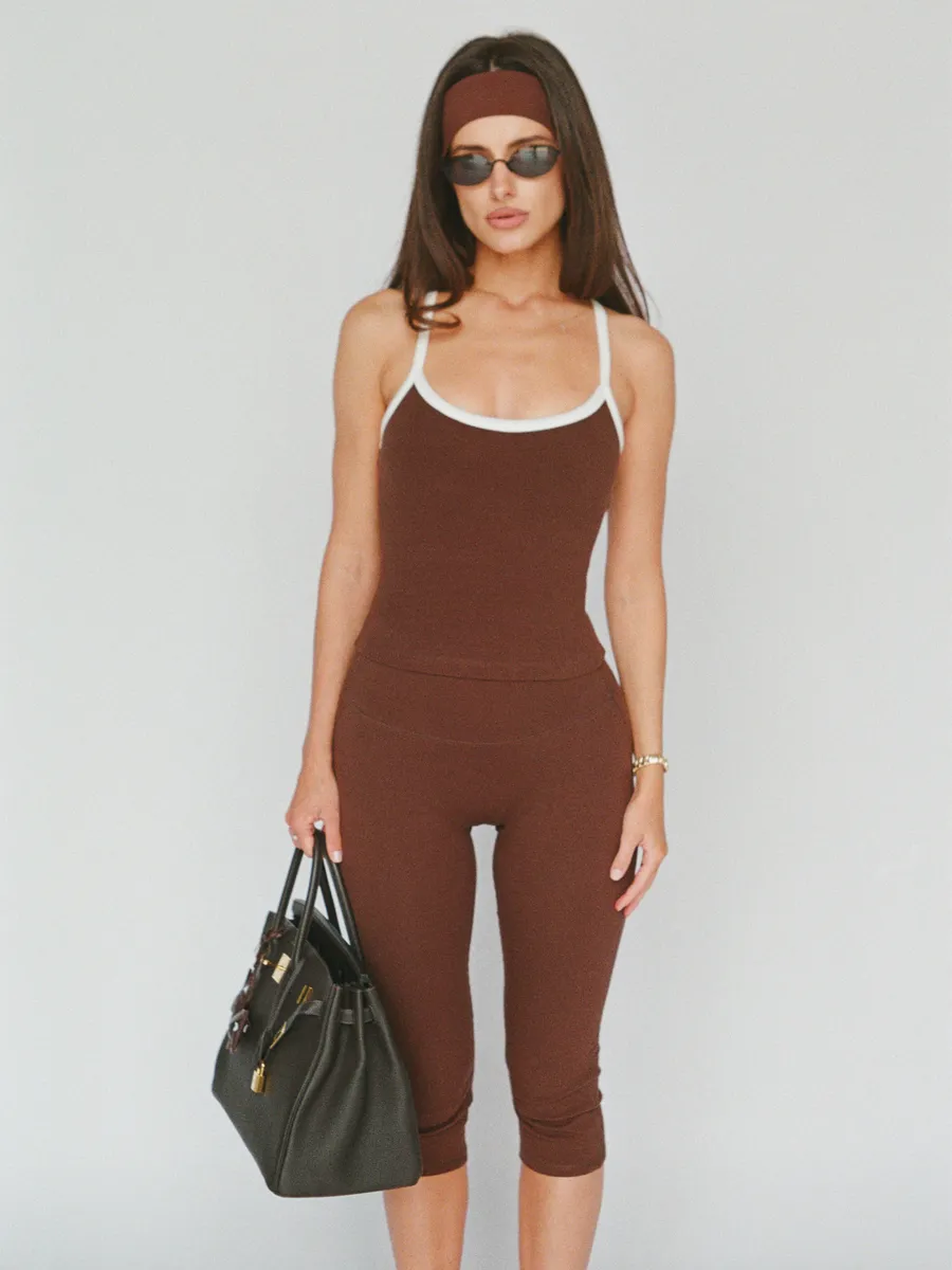 organic cotton capri leggings – chocolate brown 4