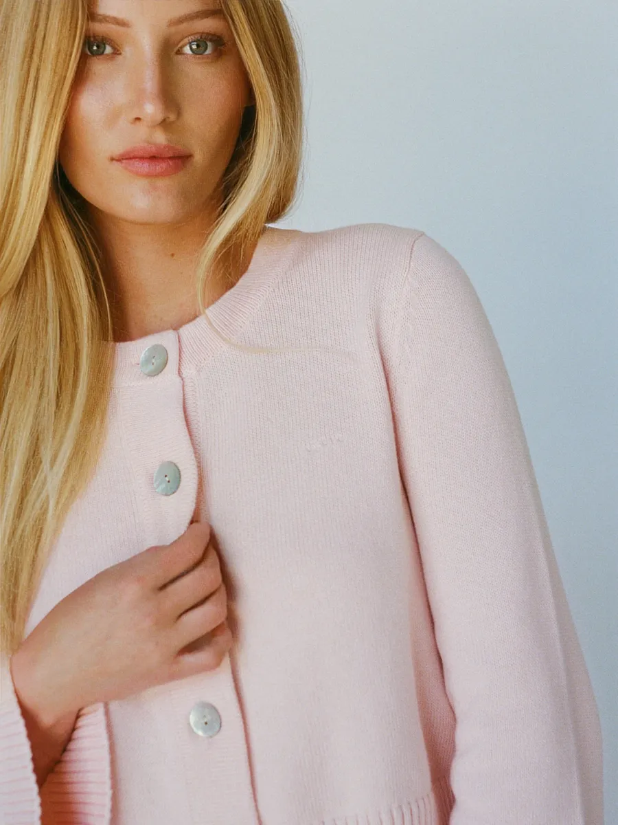 organic cotton cashmere cardigan - ballerina pink 3