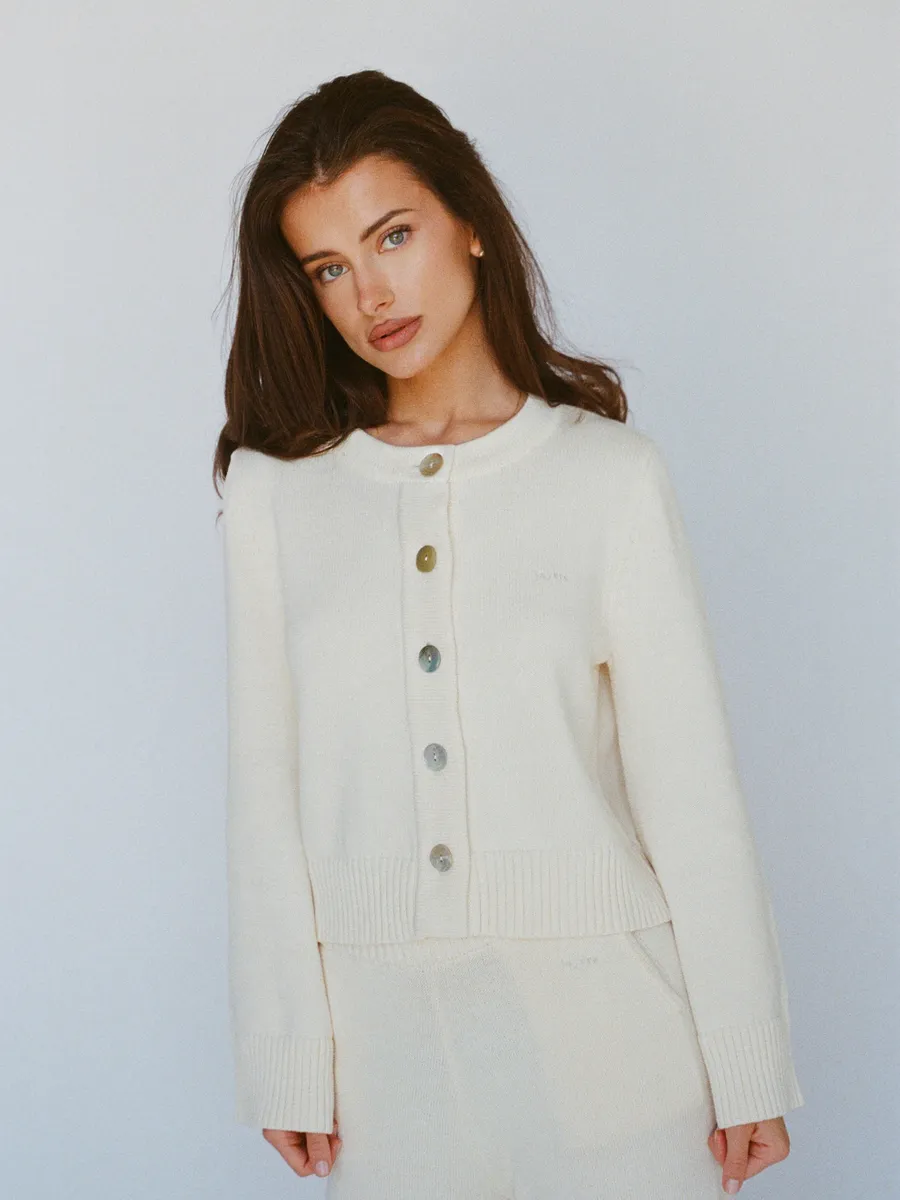 organic cotton cashmere cardigan - butter yellow 3