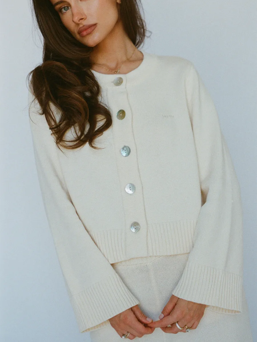 organic cotton cashmere cardigan - butter yellow 5