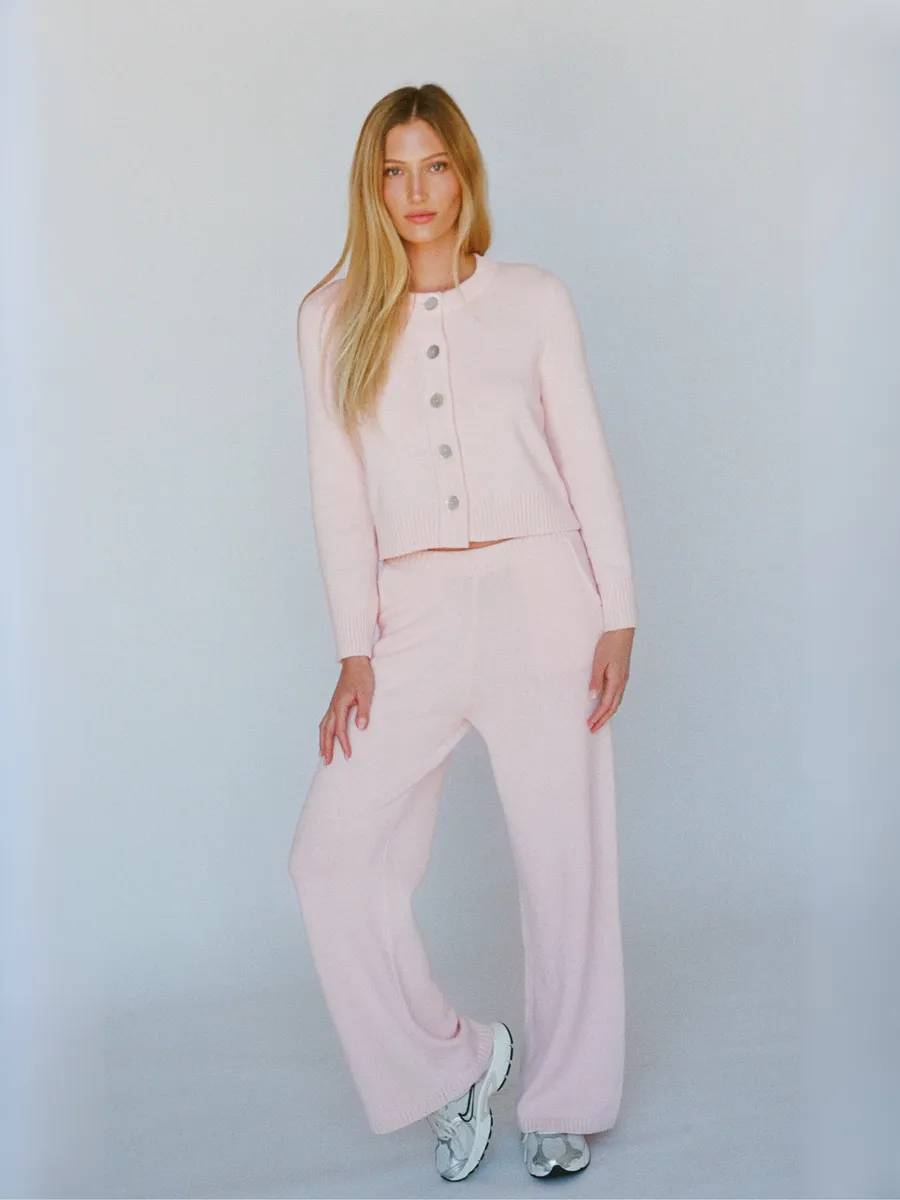 organic cotton cashmere wide pant - ballerina pink