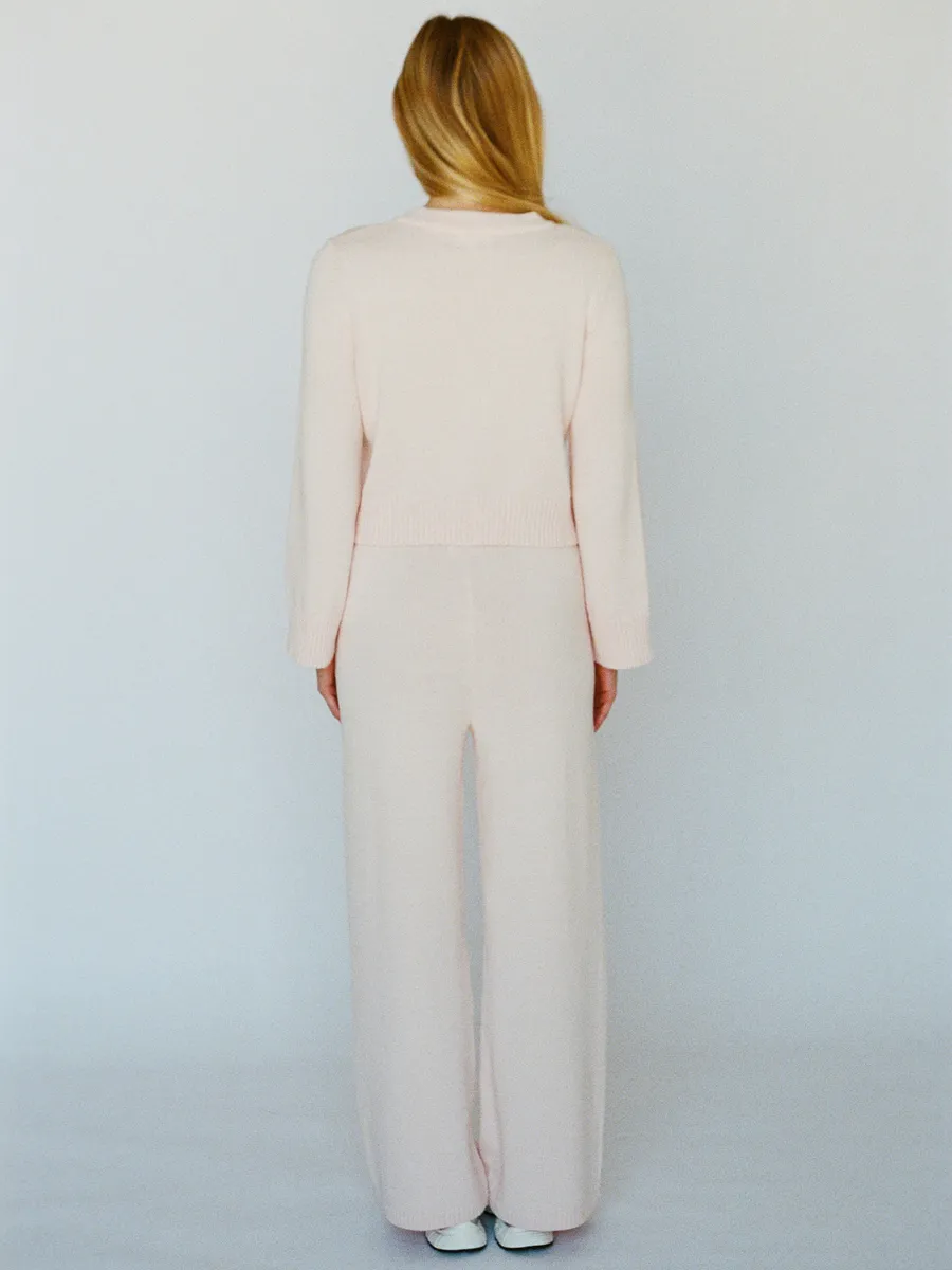 organic cotton cashmere wide pant - ballerina pink 2