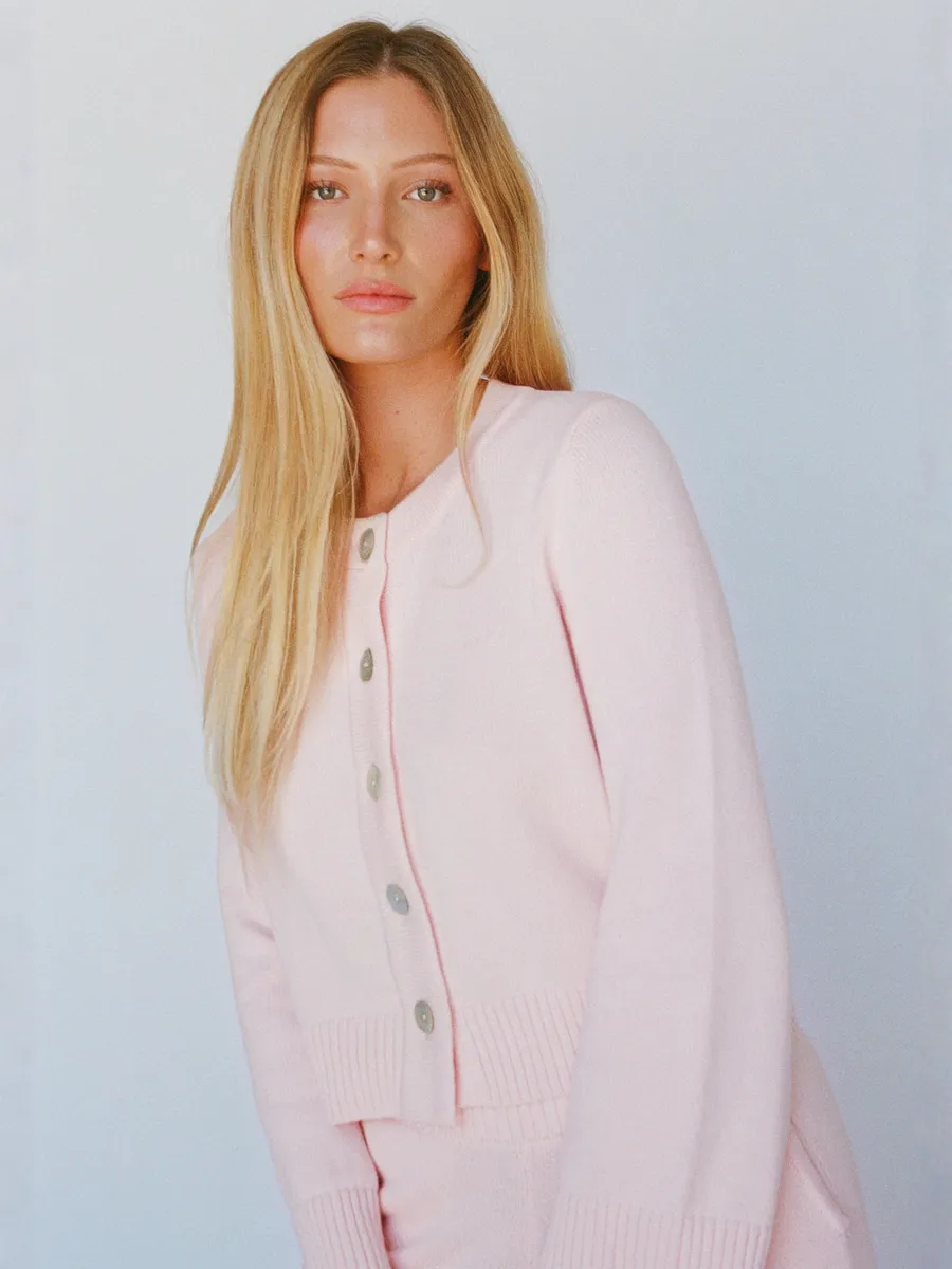 organic cotton cashmere wide pant - ballerina pink 3