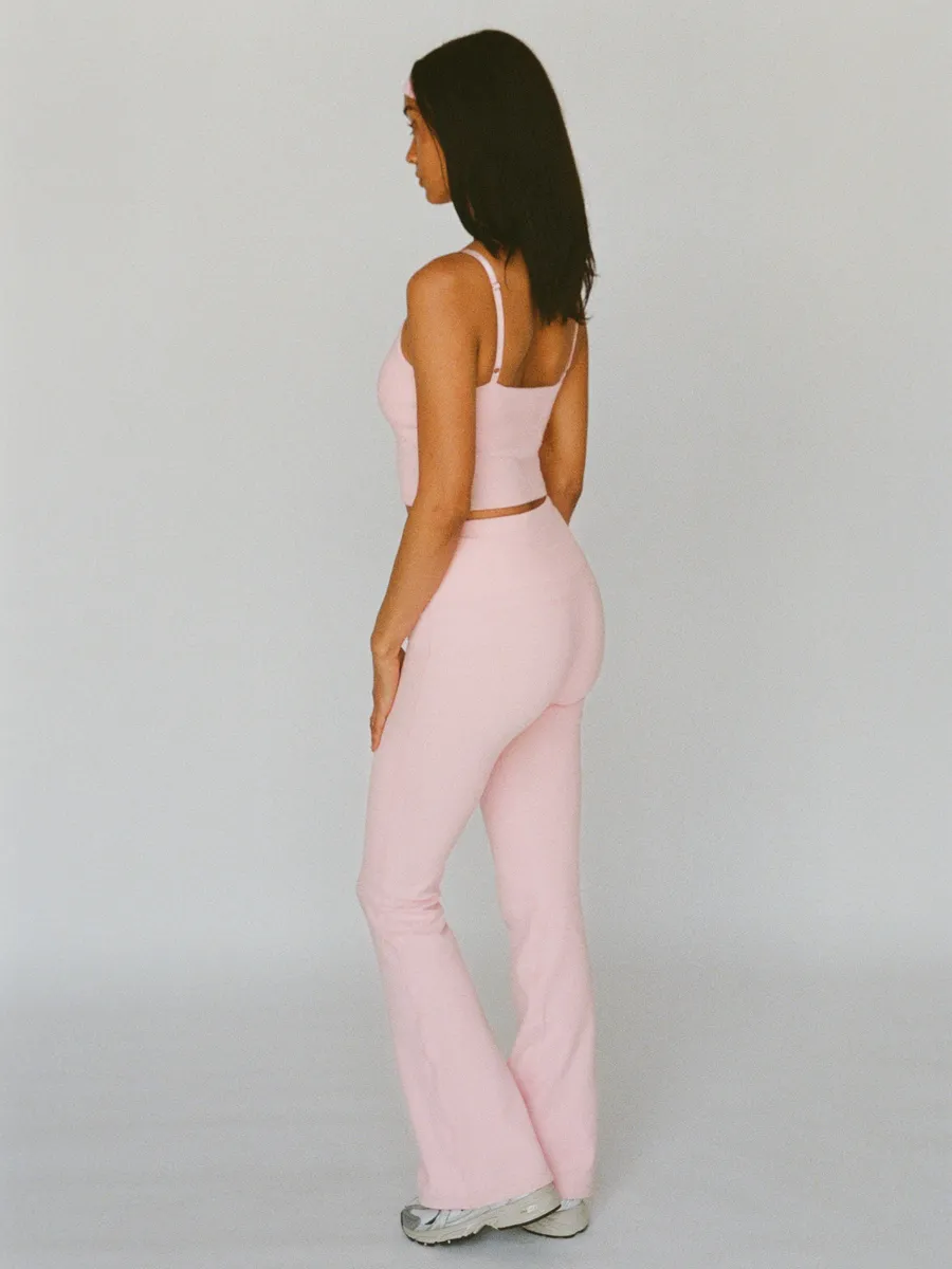 organic cotton flare leggings - ballerina pink 3