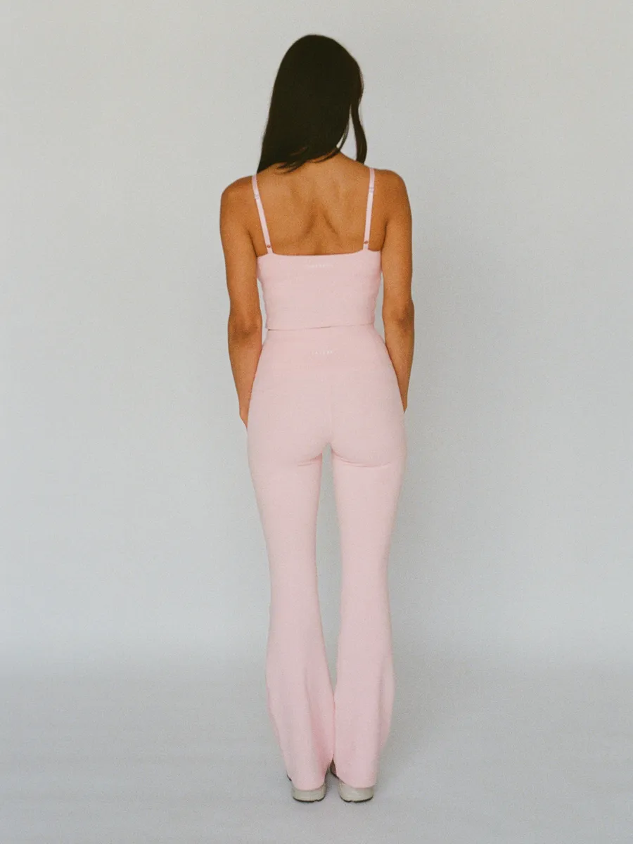 organic cotton flare leggings - ballerina pink 4