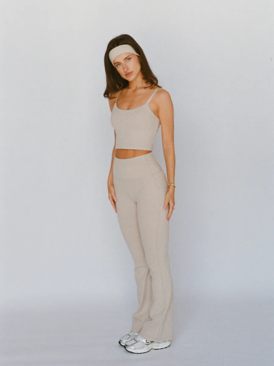 organic cotton flare leggings - oat 2