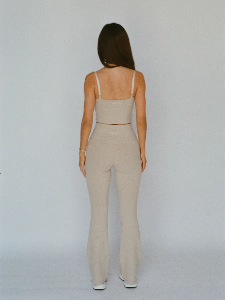 organic cotton flare leggings - oat 4
