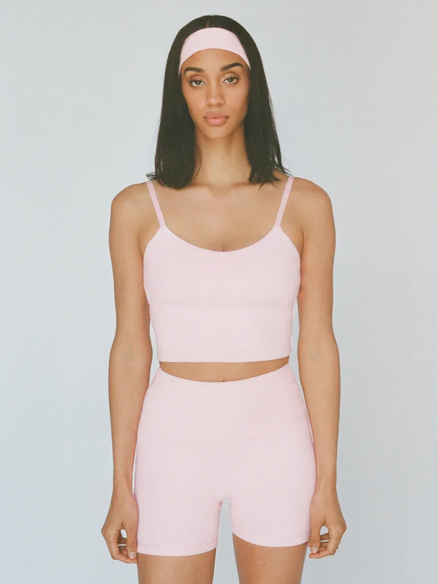 organic cotton high-rise 4" shorts - ballerina pink