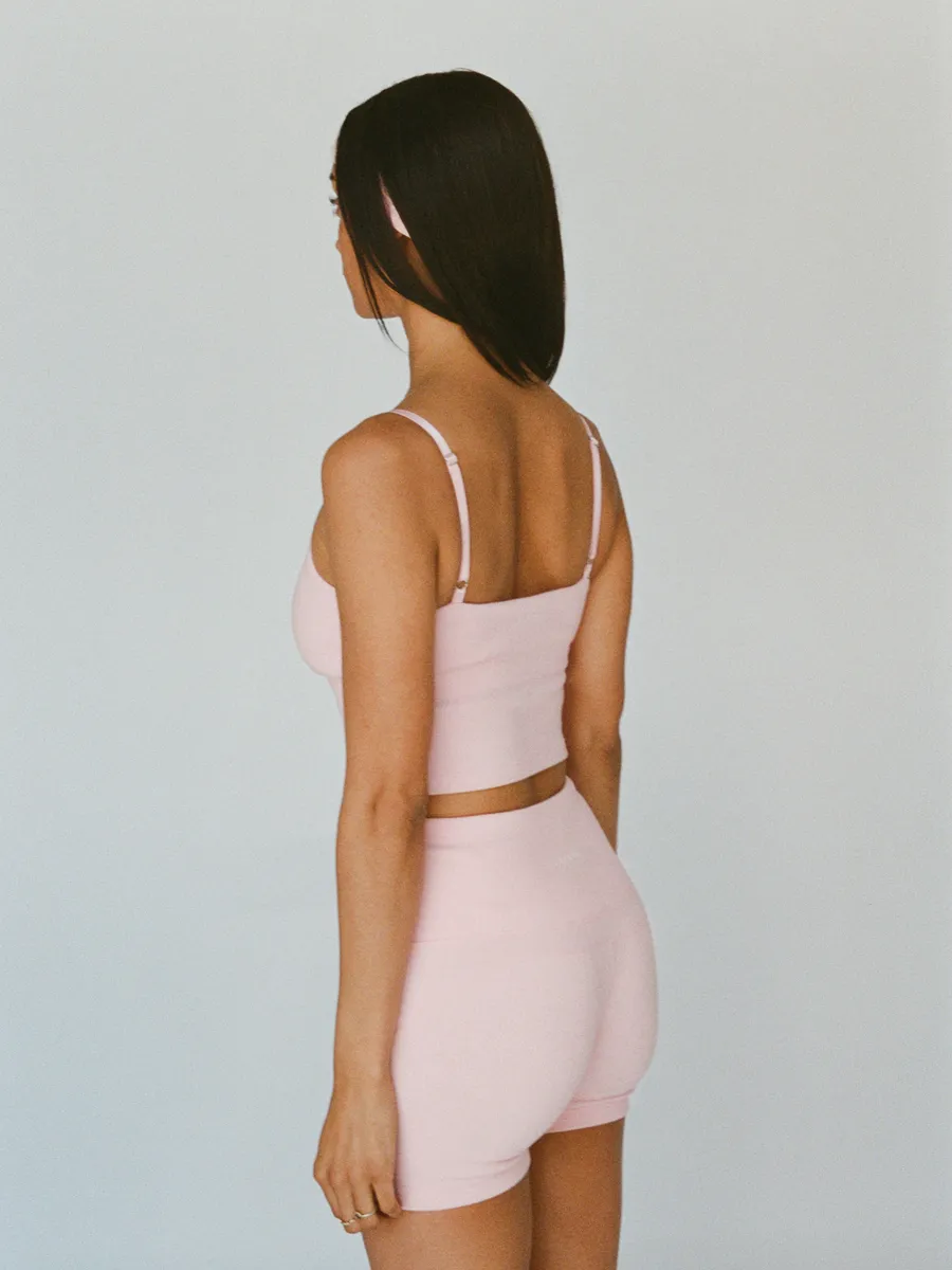 organic cotton high-rise 4" shorts - ballerina pink 2