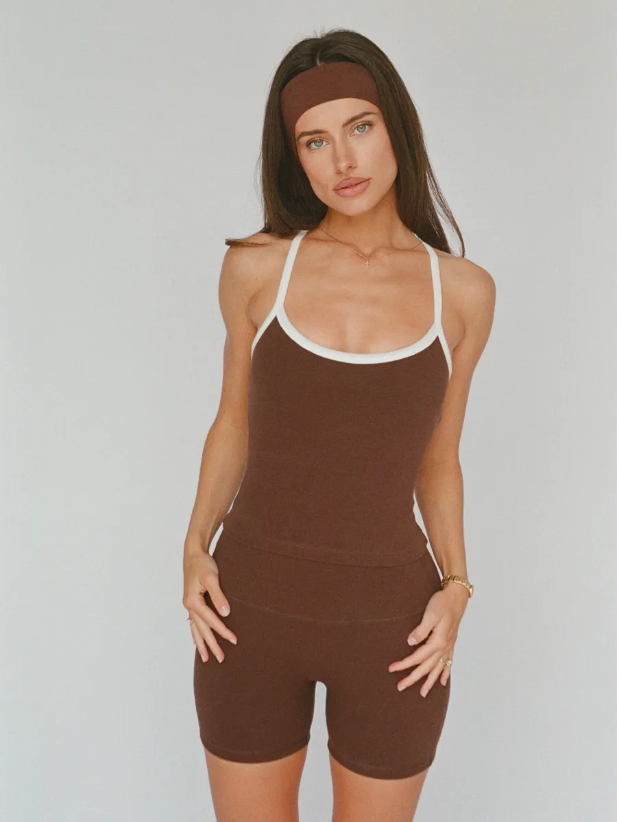 organic cotton high-rise 4" shorts - chocolate brown 4
