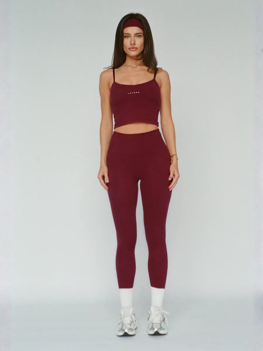 organic cotton leggings - cherry red