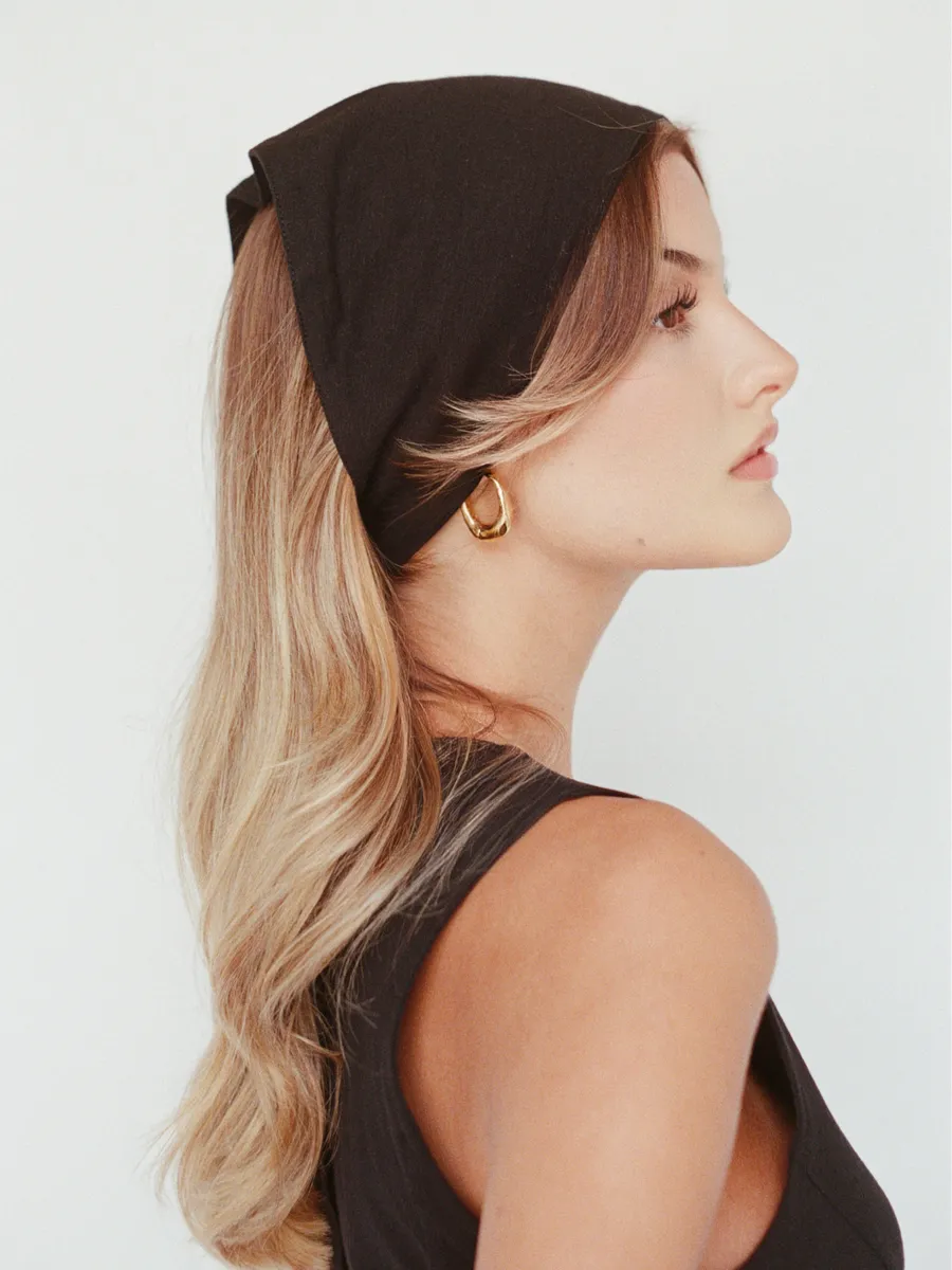 organic cotton linen headscarf – black