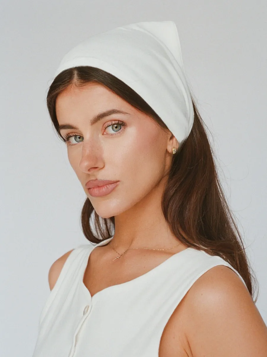 organic cotton linen headscarf – white