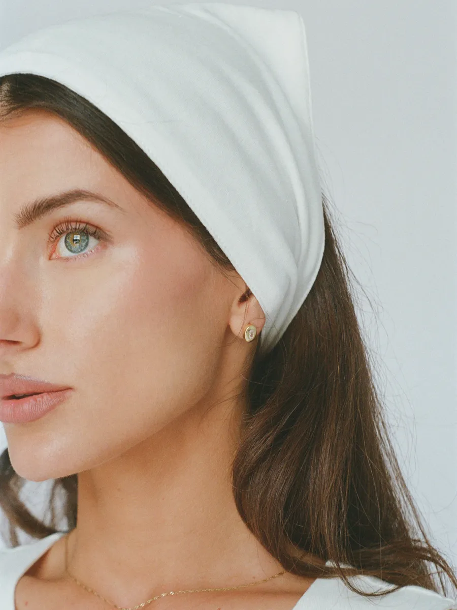 organic cotton linen headscarf – white 2