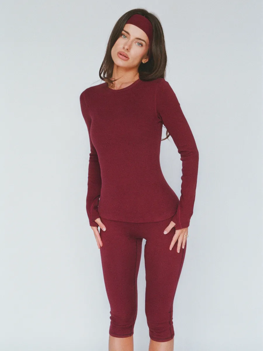 organic cotton long sleeve top – cherry red 4