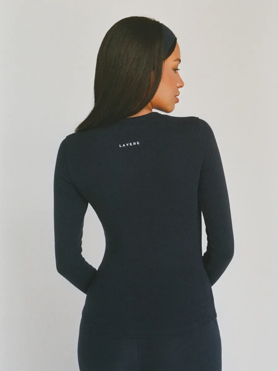 organic cotton long sleeve top – navy blue 3