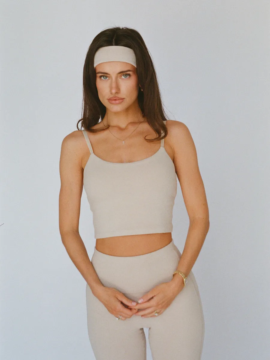 organic cotton sports bra - oat