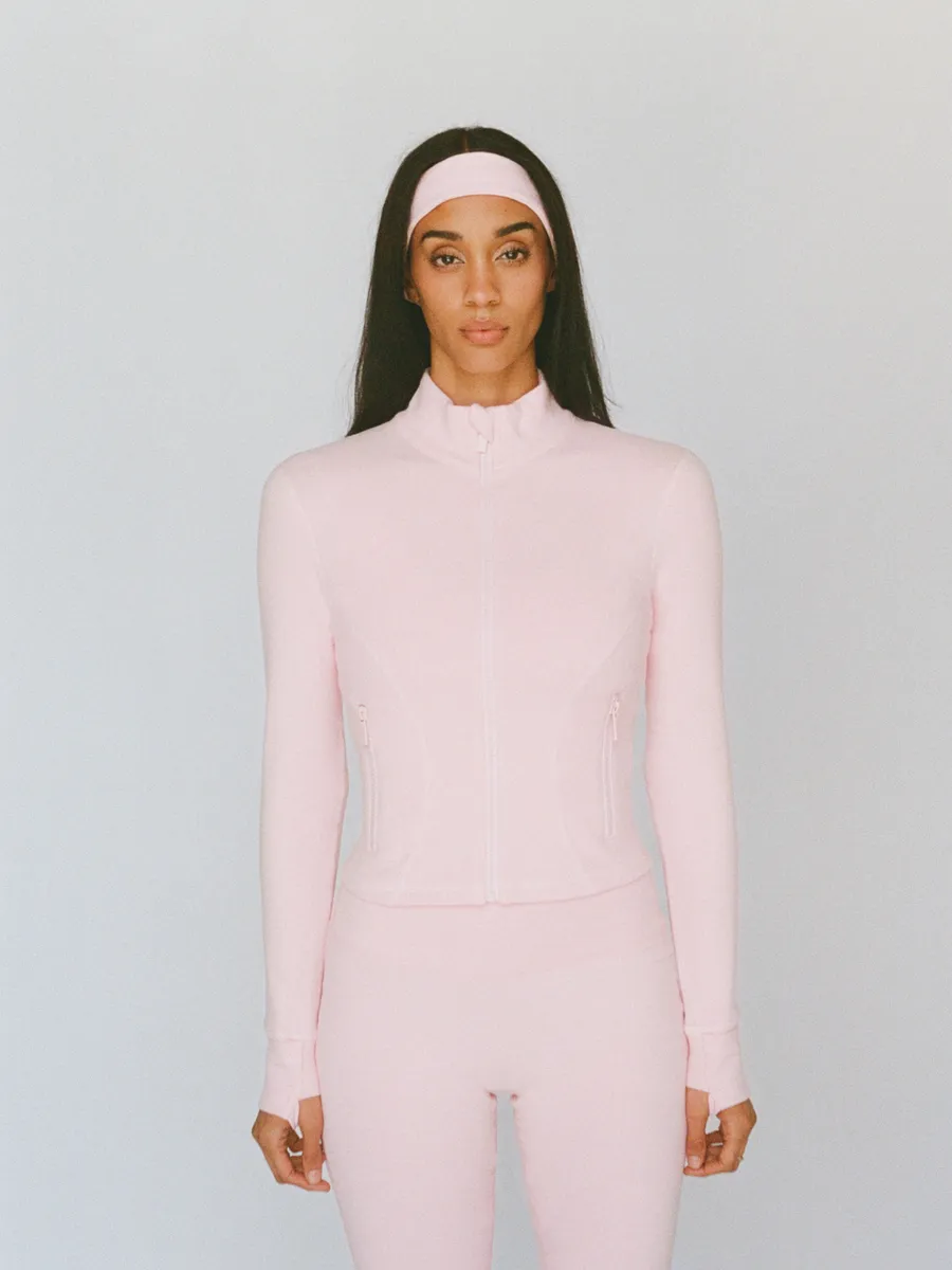 organic cotton zip jacket - ballerina pink