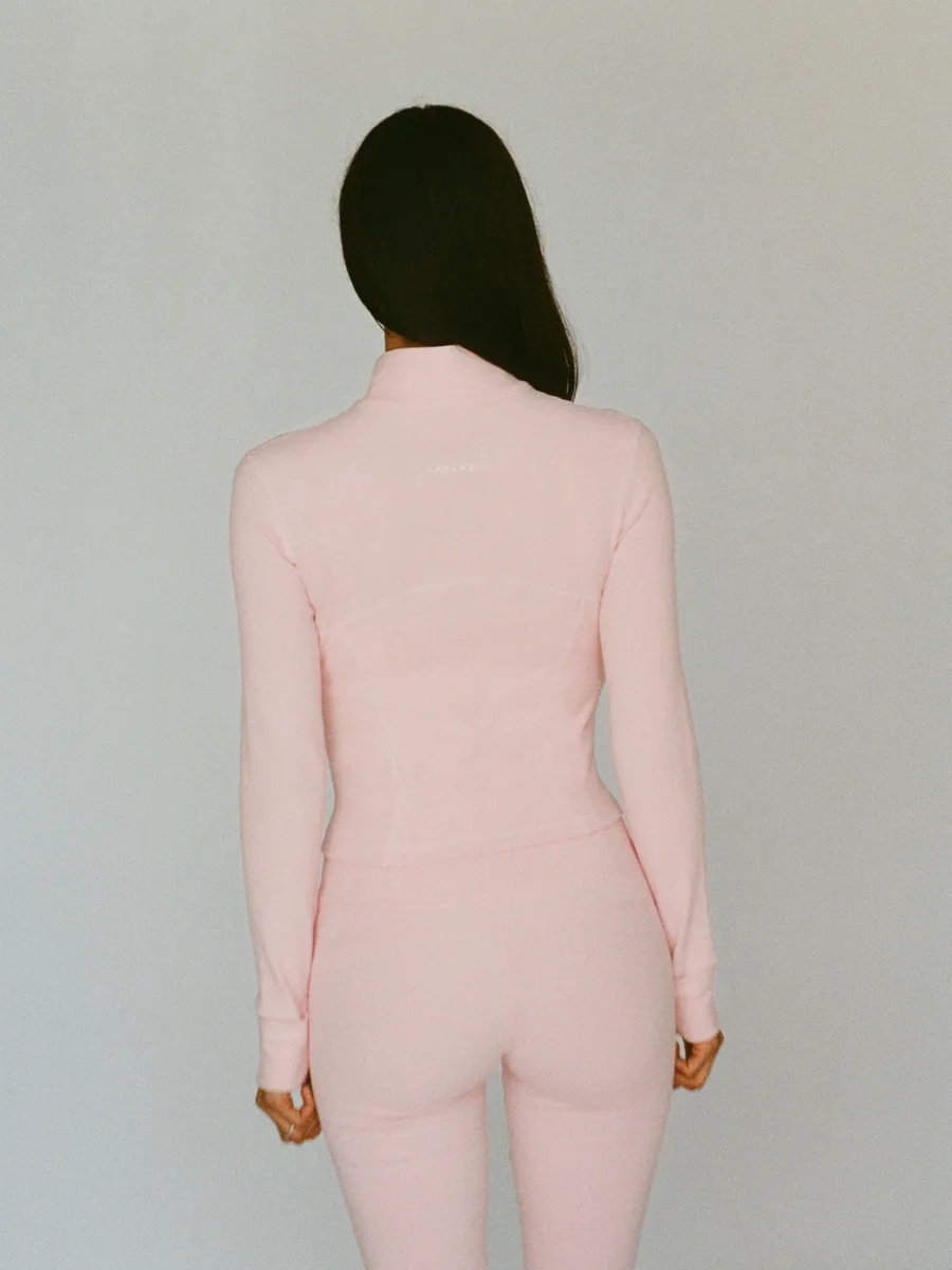 organic cotton zip jacket - ballerina pink 2