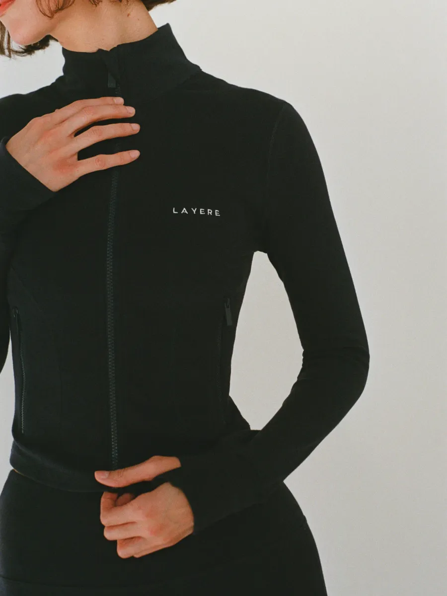 organic cotton zip jacket - black 3