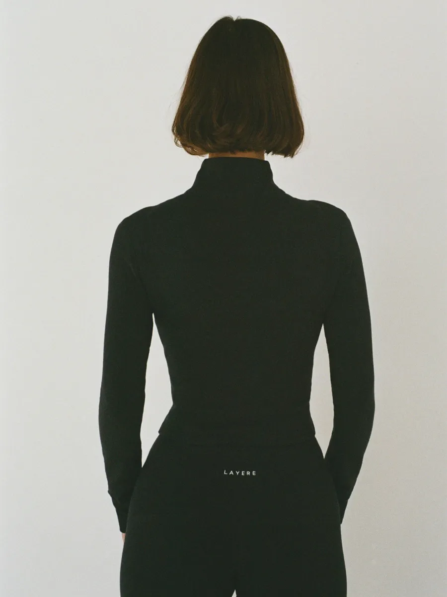 organic cotton zip jacket - black 4