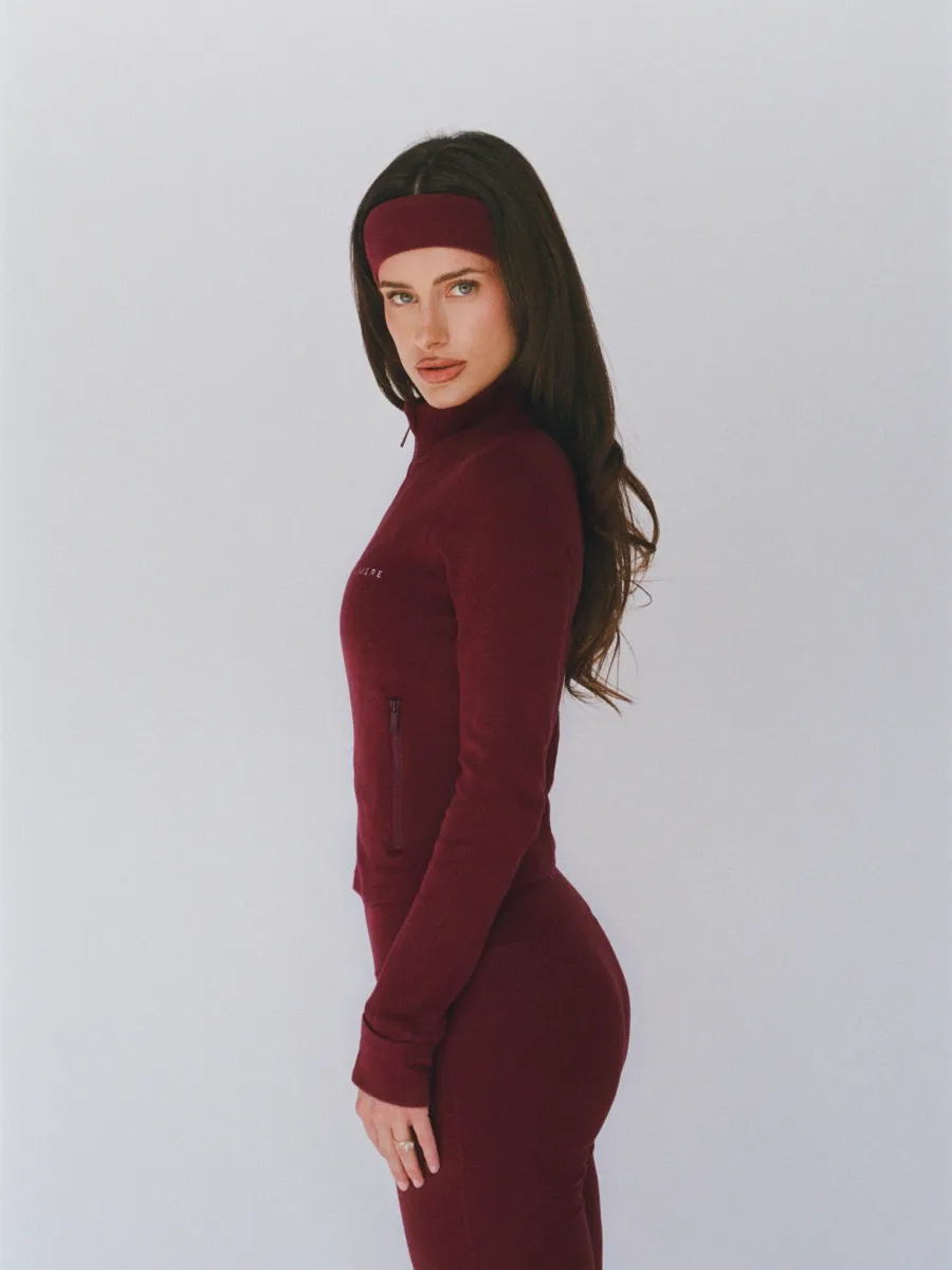 organic cotton zip jacket - cherry red 2