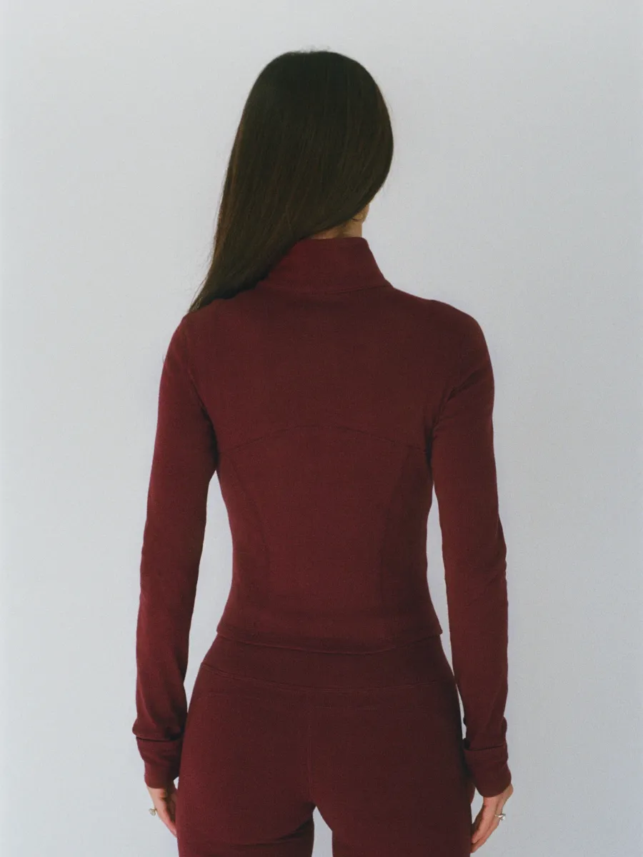 organic cotton zip jacket - cherry red 3