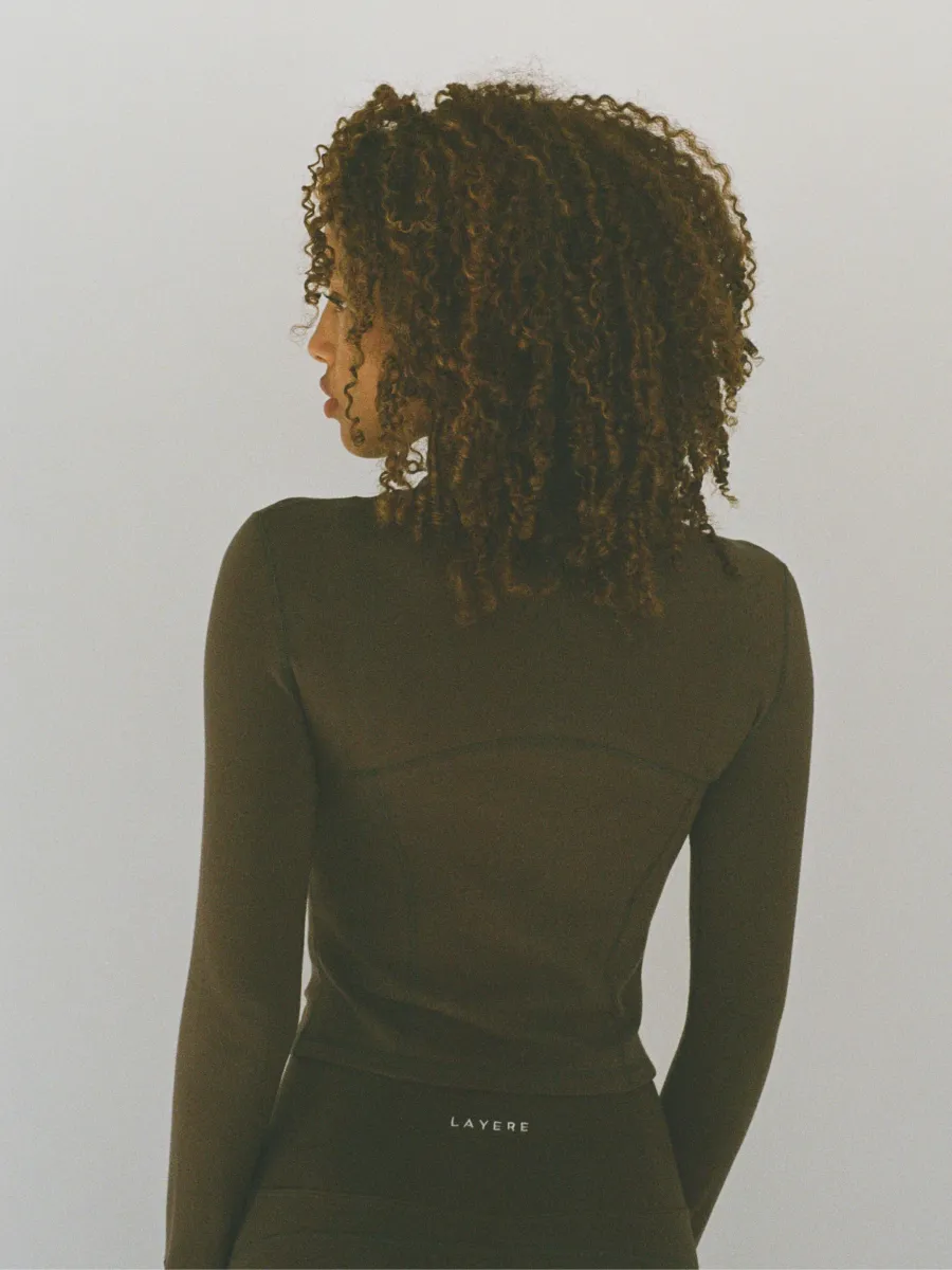 organic cotton zip jacket - espresso brown 4