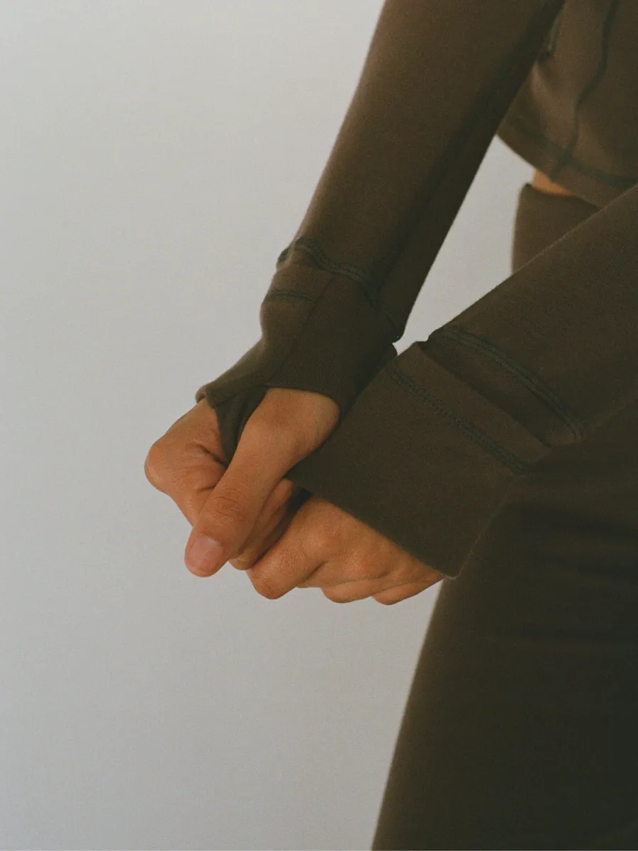 organic cotton zip jacket - espresso brown 5