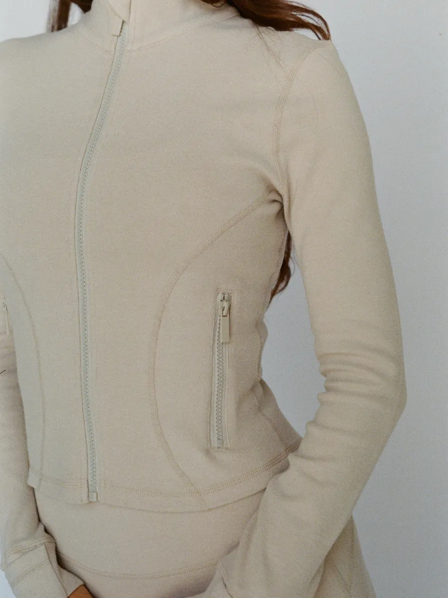 organic cotton zip jacket - oat 4