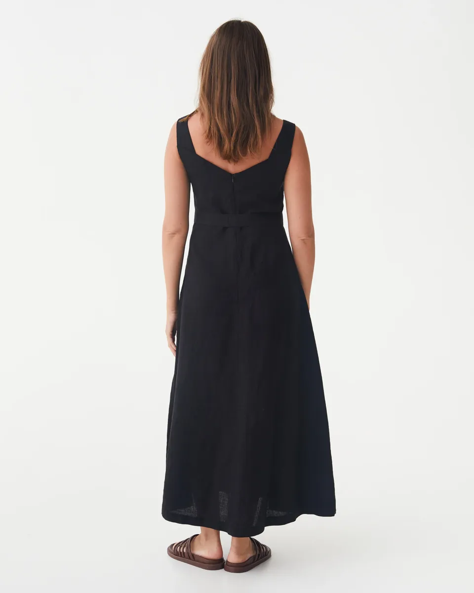A-line Linen Dress CHILOE in Black 3