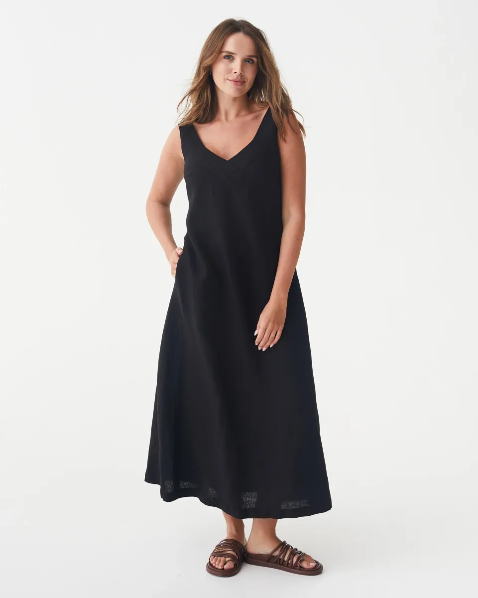 A-line Linen Dress CHILOE in Black 4