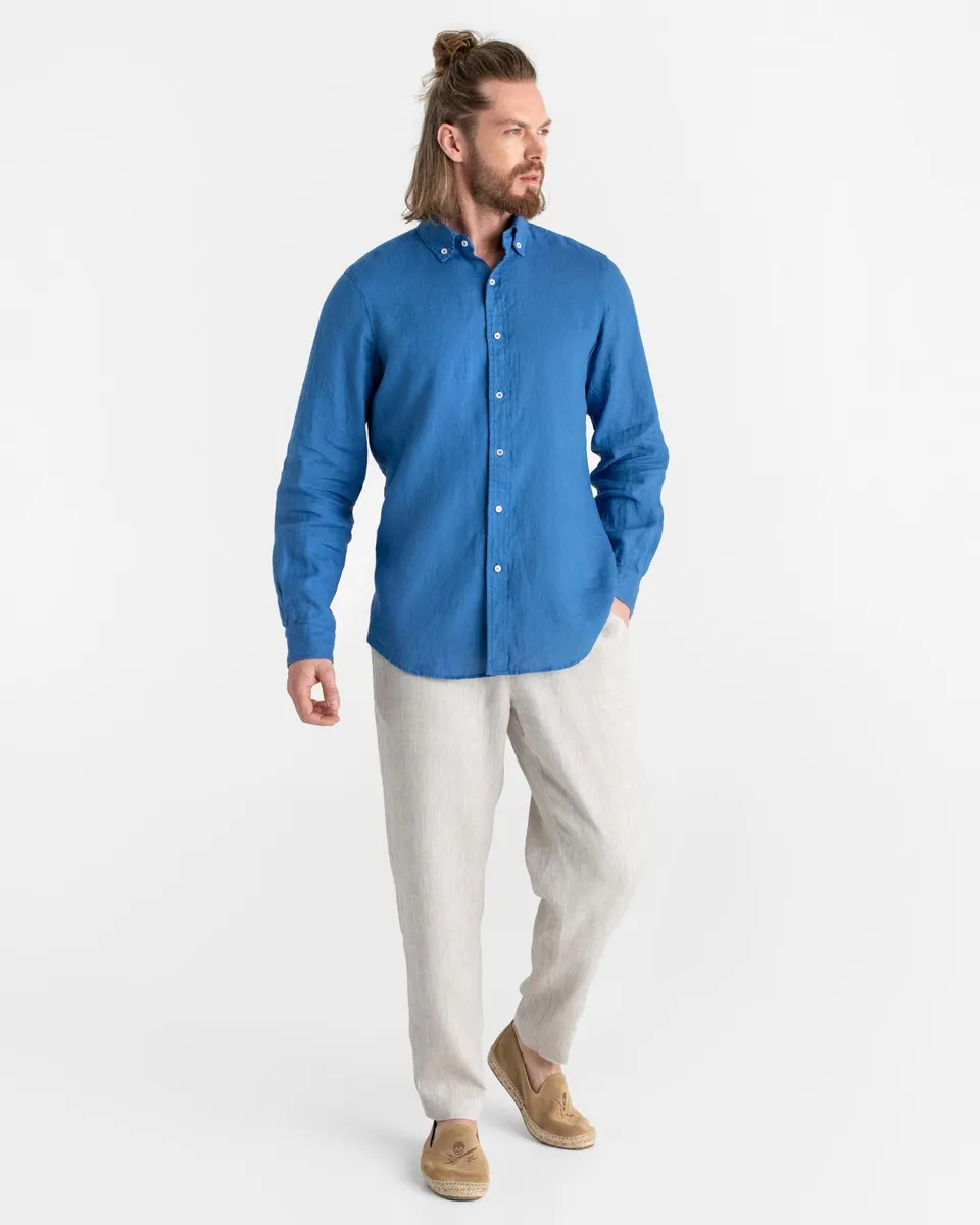 Classic men's linen shirt SINTRA in Cobalt blue 7