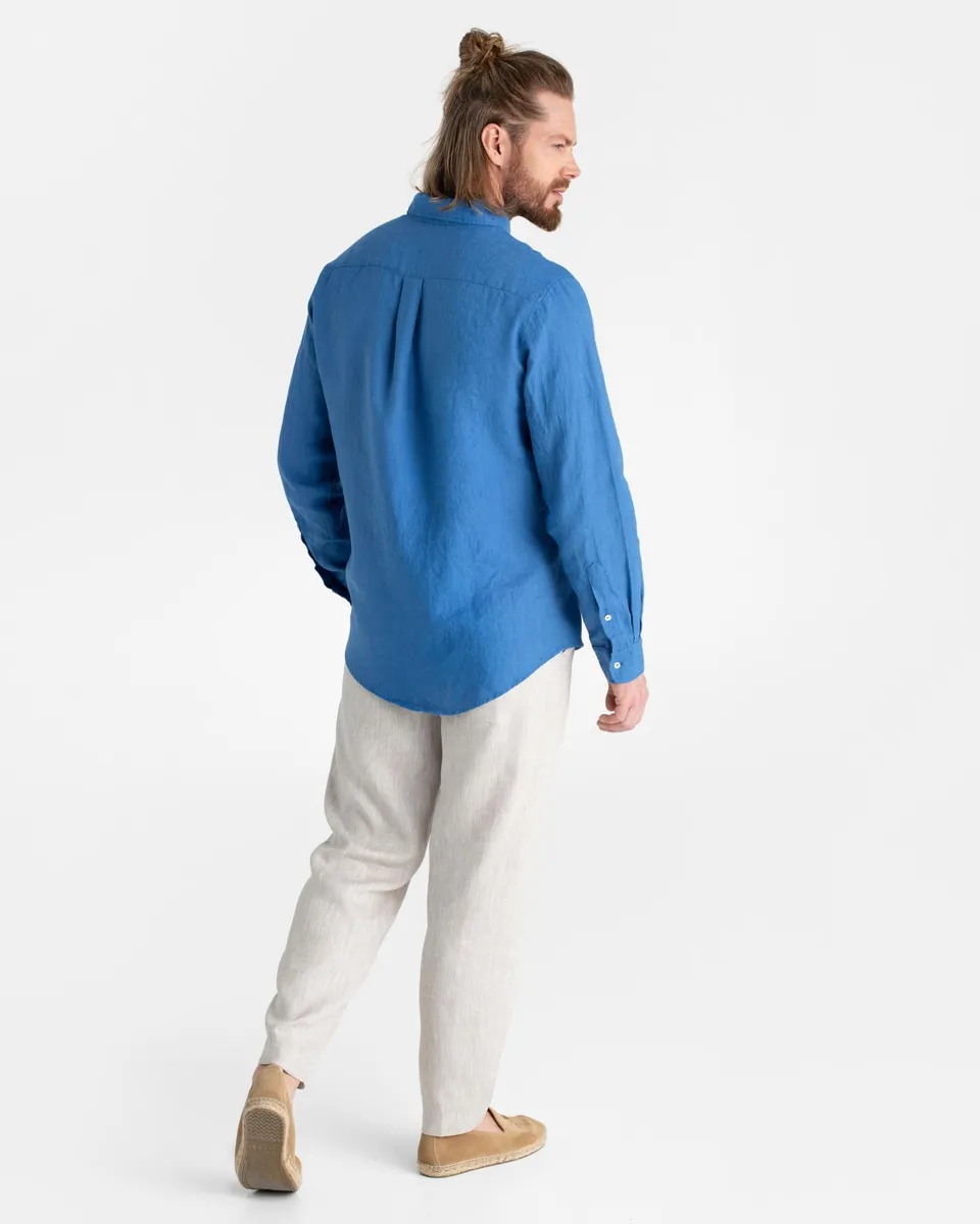 Classic men's linen shirt SINTRA in Cobalt blue 8