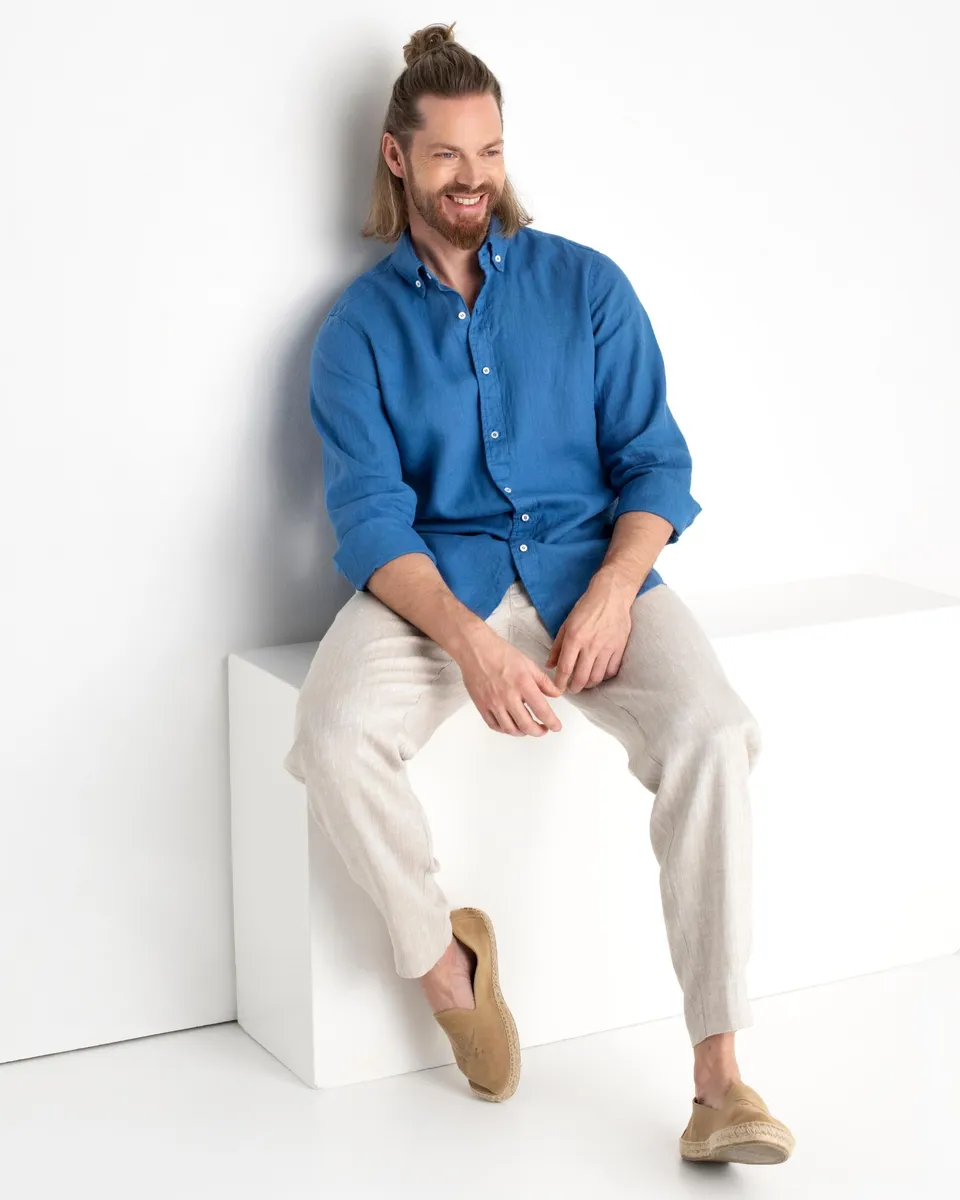 Classic men's linen shirt SINTRA in Cobalt blue 9