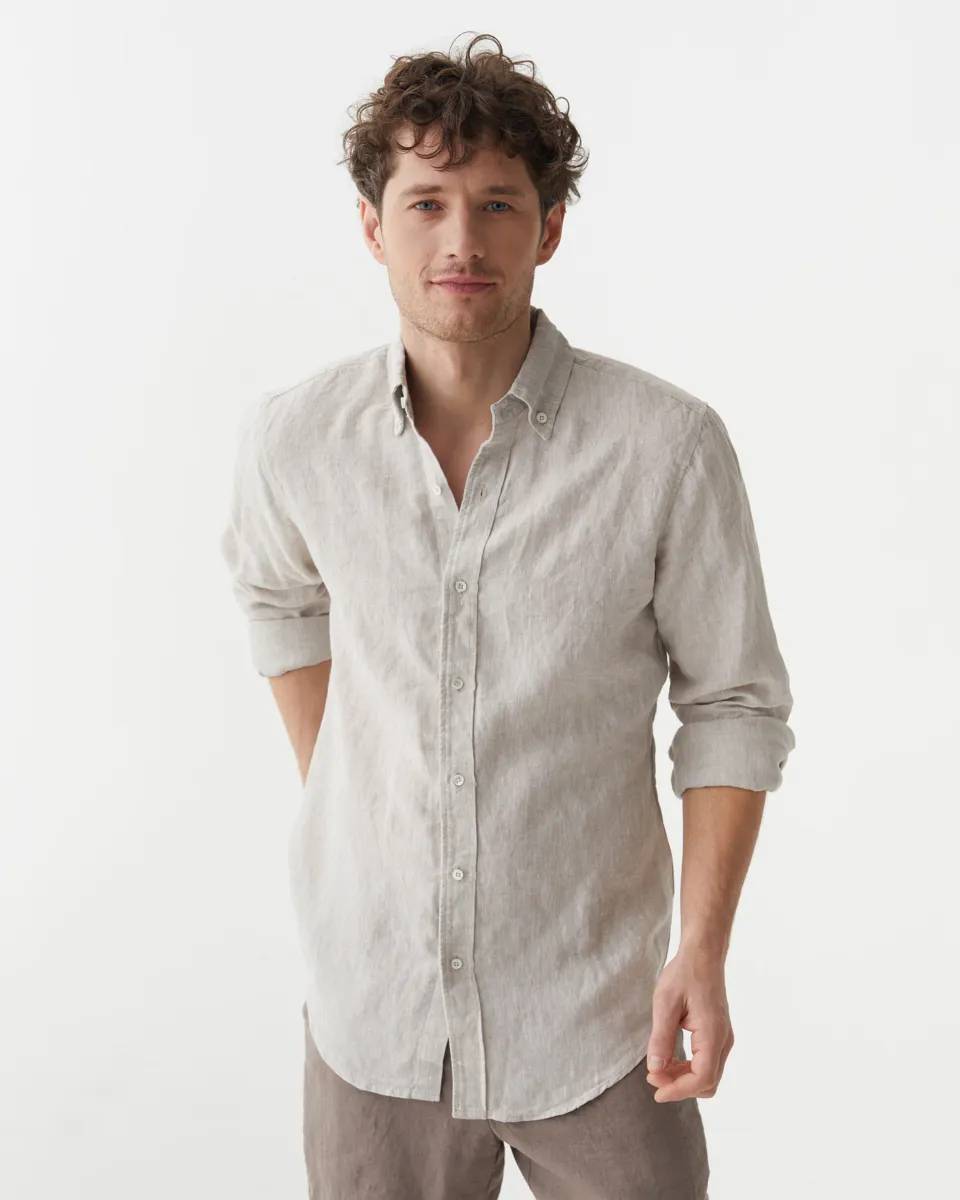 Classic men's linen shirt SINTRA in Natural melange 5