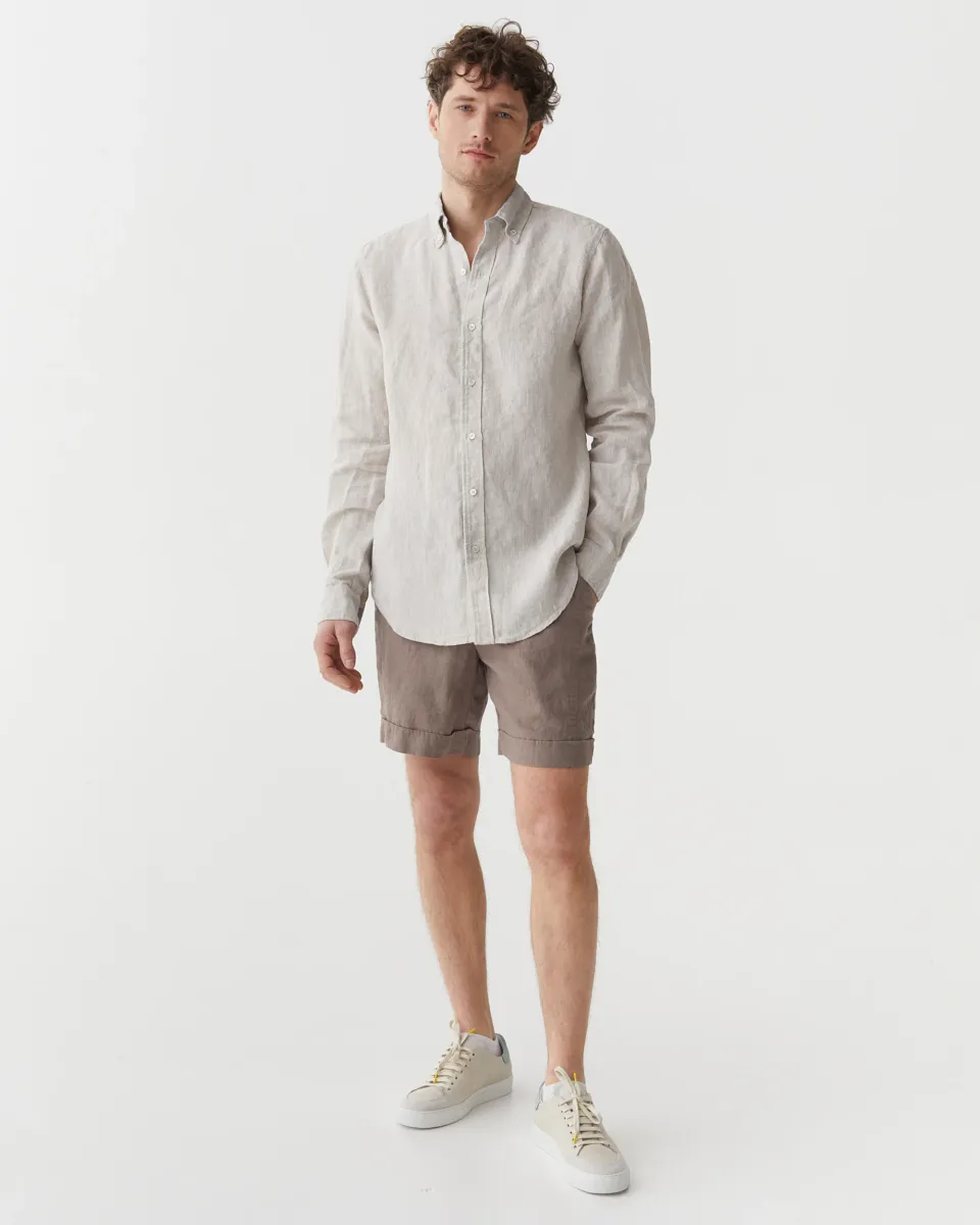 Classic men's linen shirt SINTRA in Natural melange 6