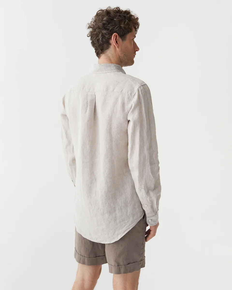 Classic men's linen shirt SINTRA in Natural melange 7