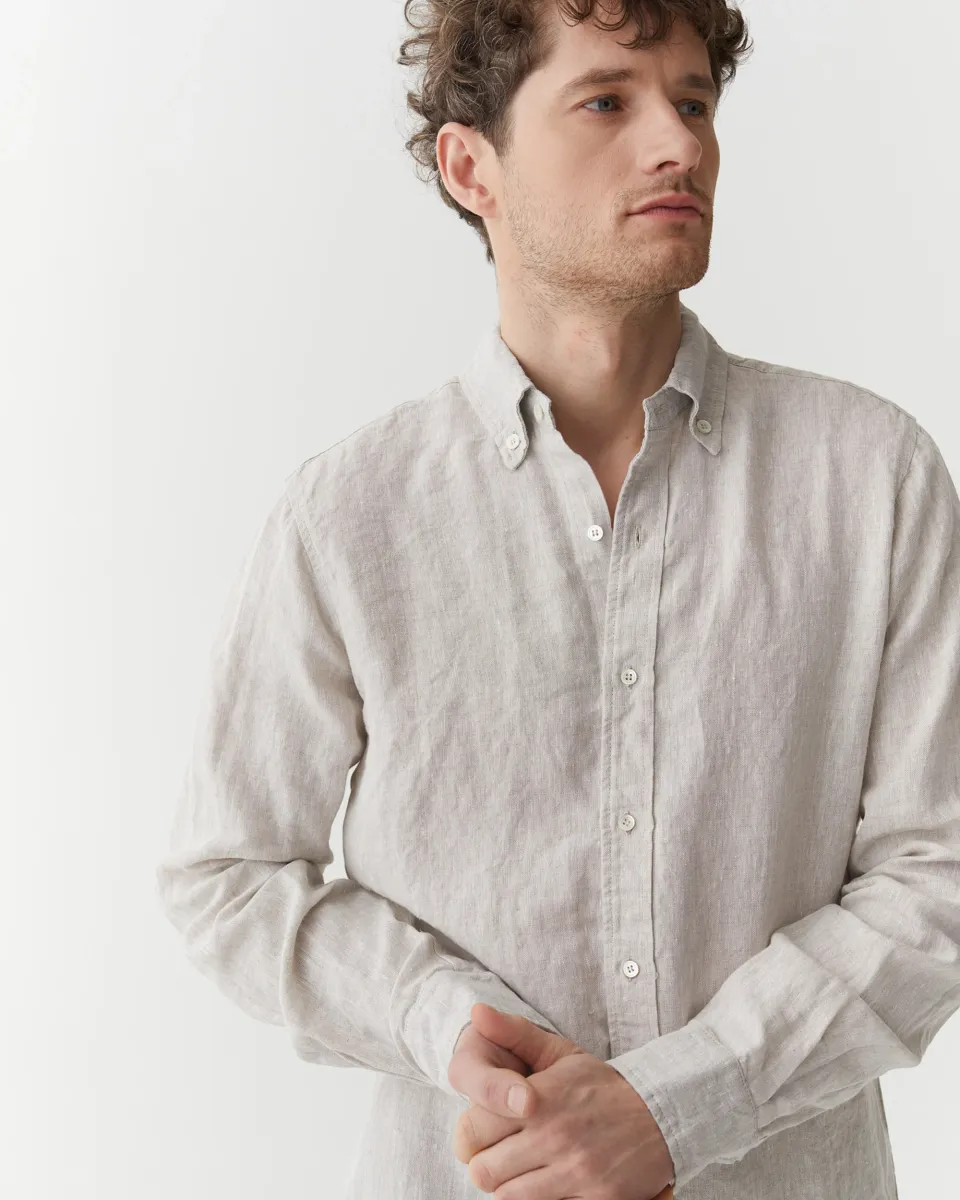 Classic men's linen shirt SINTRA in Natural melange 8