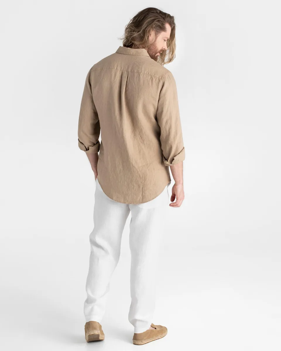 Classic men's linen shirt SINTRA in Wheat 6