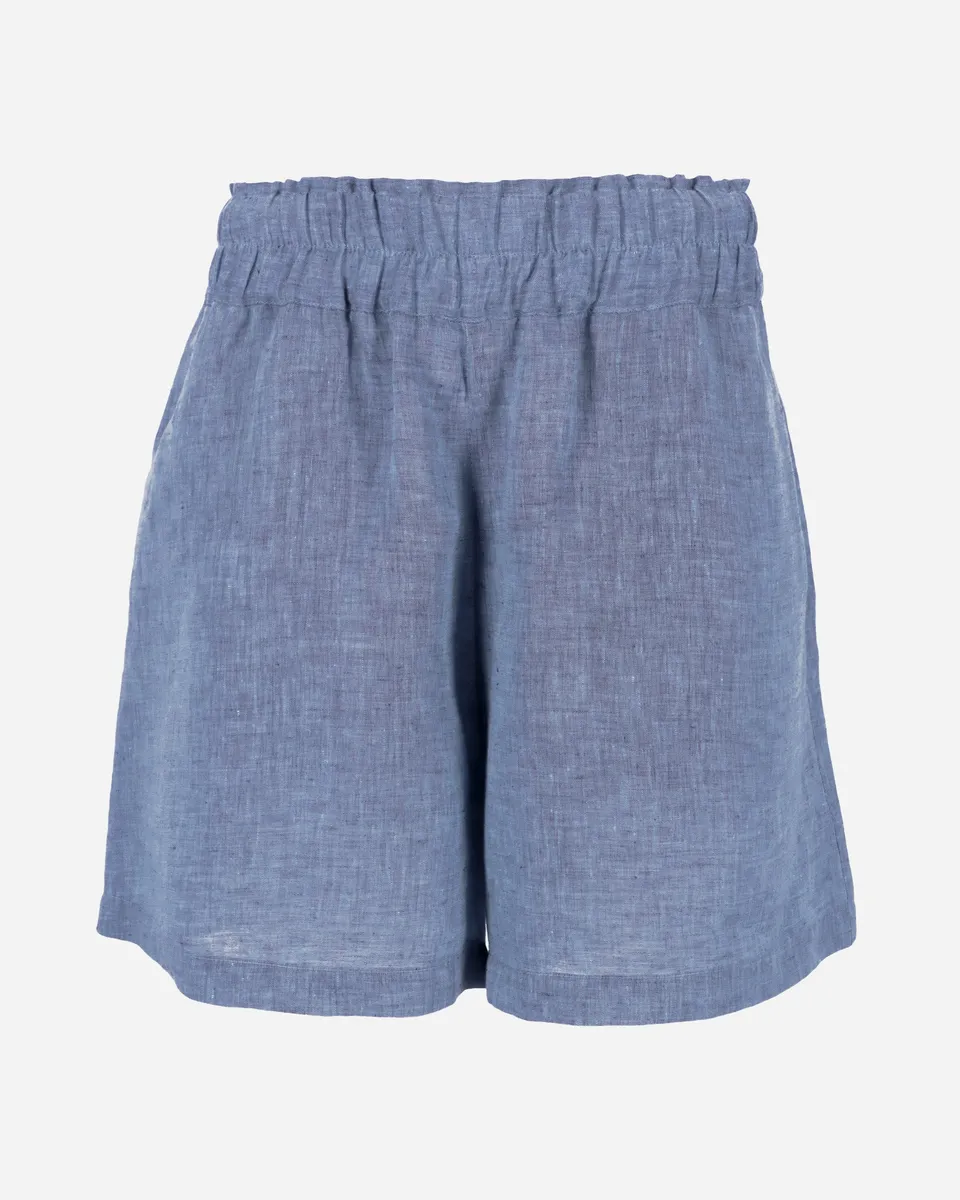High waisted linen shorts CUENCA in Denim chambray 3