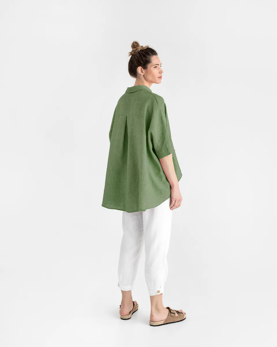 Lightweight linen shirt HANA in Forest green 2